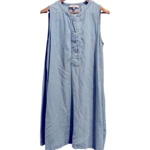 LOFT Chambray Sleeveless Dress, Size Large